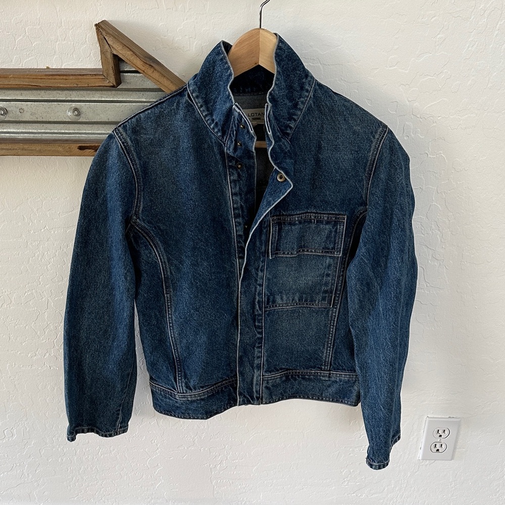 Designer Nili Lotan Classic Blue Denim Jacket